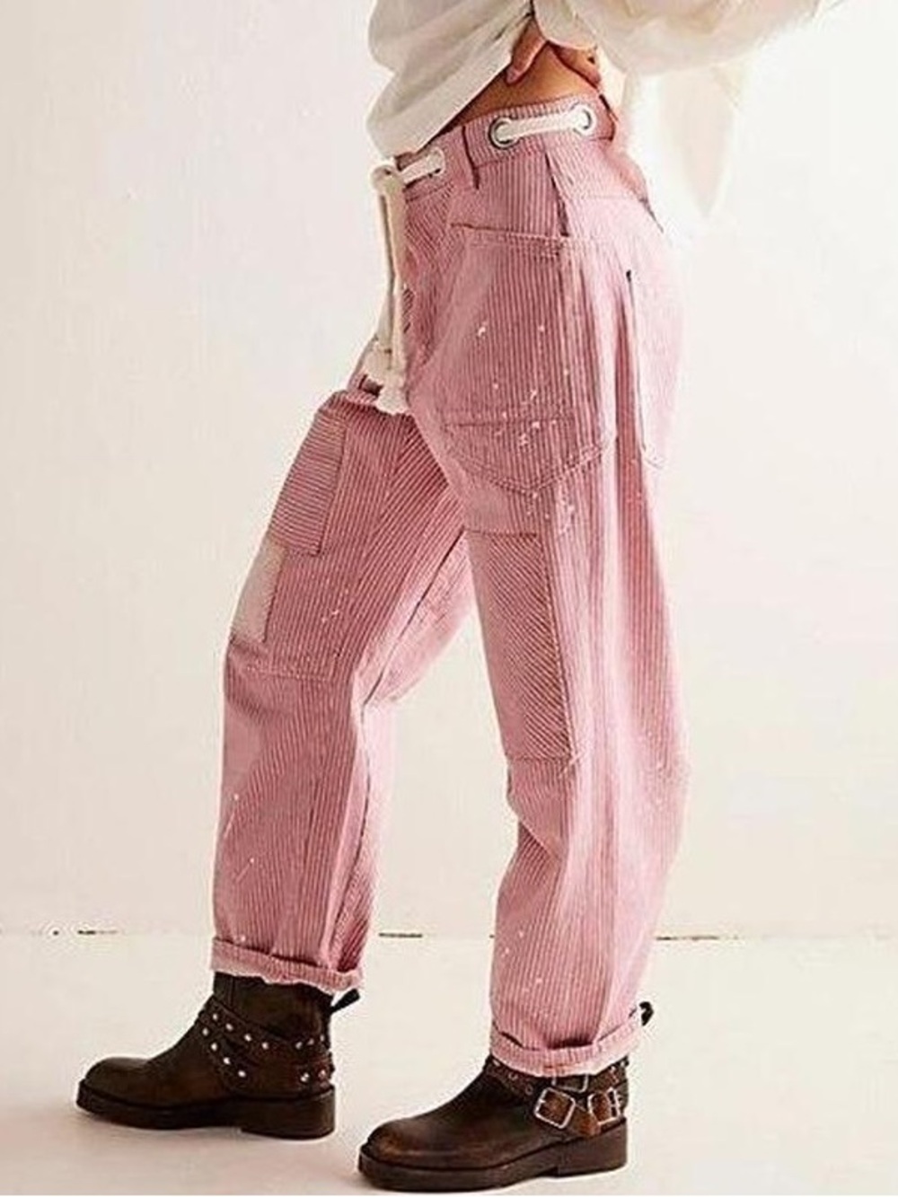We The Free People Moxie Railroad Low-Slung  Red Railroad Stripe